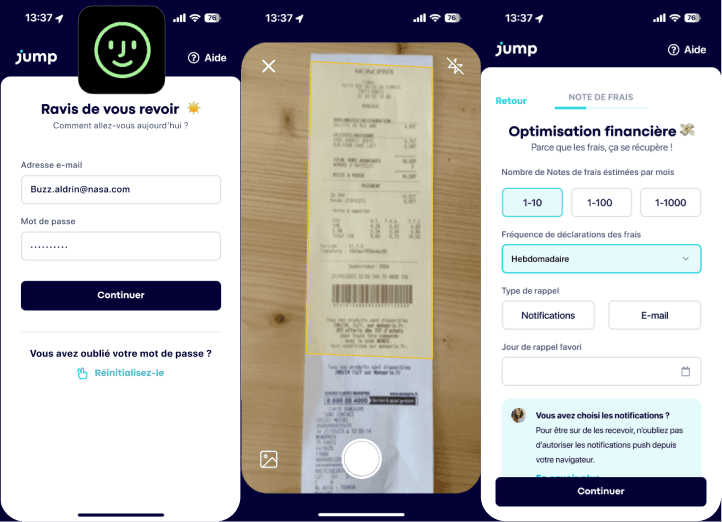 1. Snap the receipt — that's the only required input.