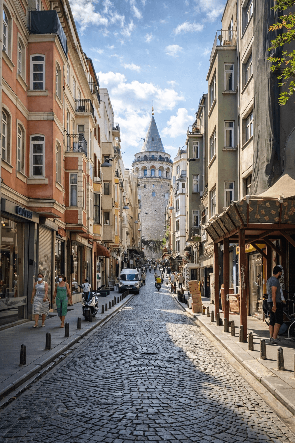 Istanbul — alley with Galata tower