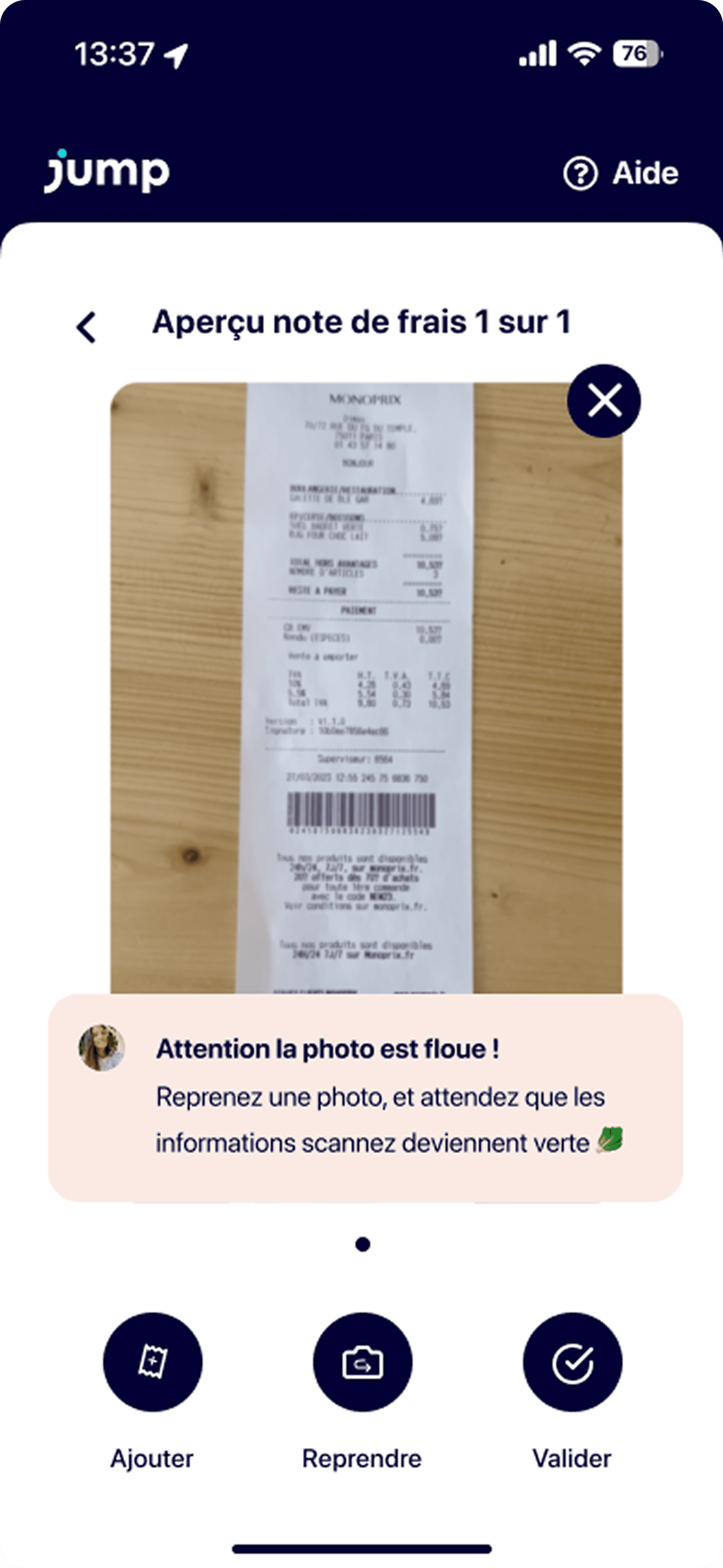 3. Instant quality check. A clear warning if the photo is blurry.
