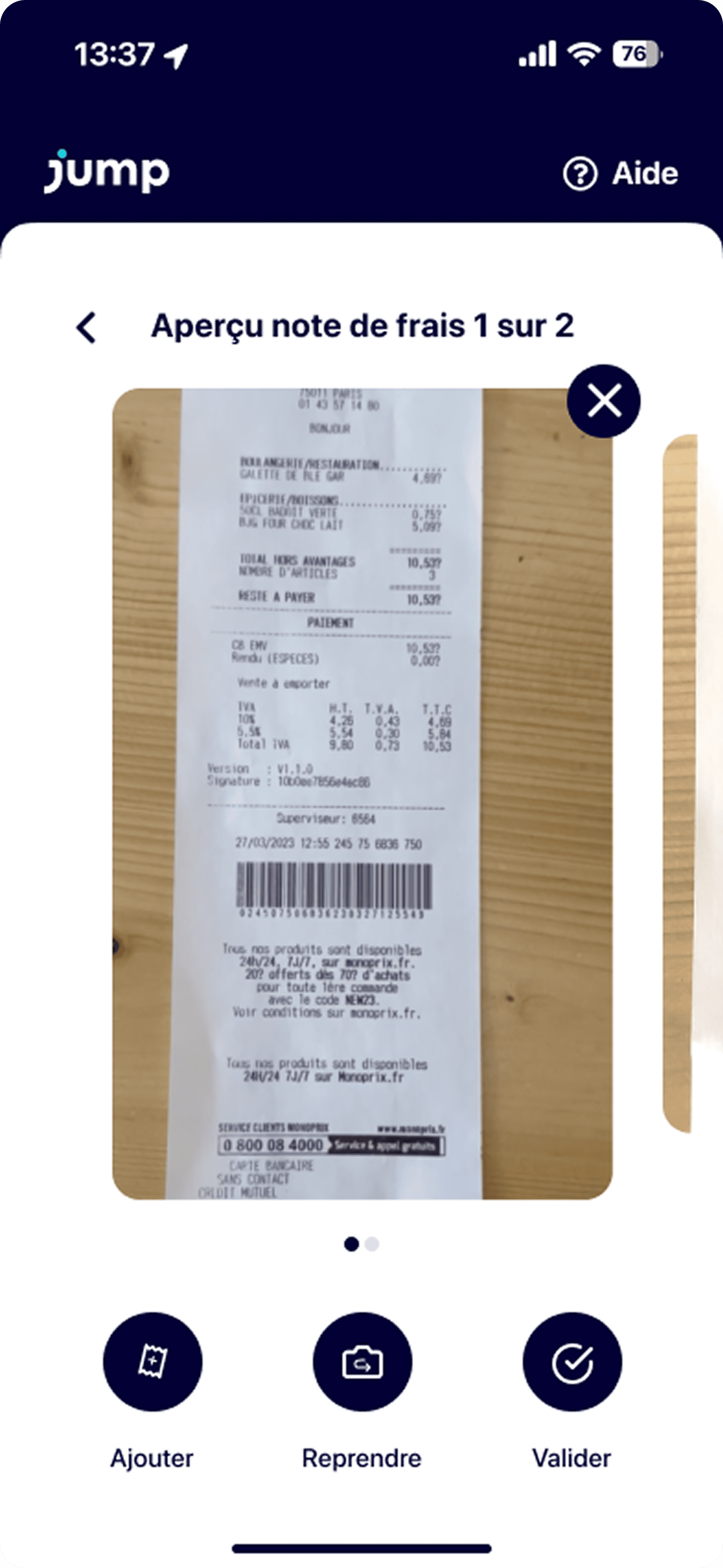 4. Review, validate, done. Multi-page receipts handled natively.